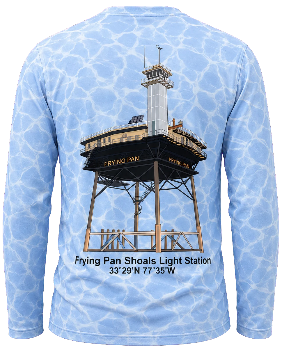 The Water Camo Sun Shirt — Long-sleeve UPF knit in Columbia blue water camo. — back